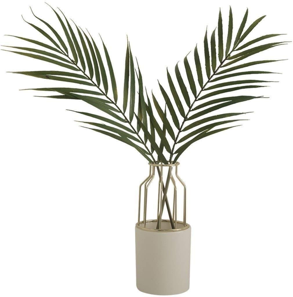 XIAOZHEN 7.5x7.5x15cm Wrought Iron Ceramic Vase - Gold & White Decorative Jewelry Container for Living Room, Coffee Table, Office Desk | Perfect for Flower Arrangements, Dried Flowers, and Home Decor