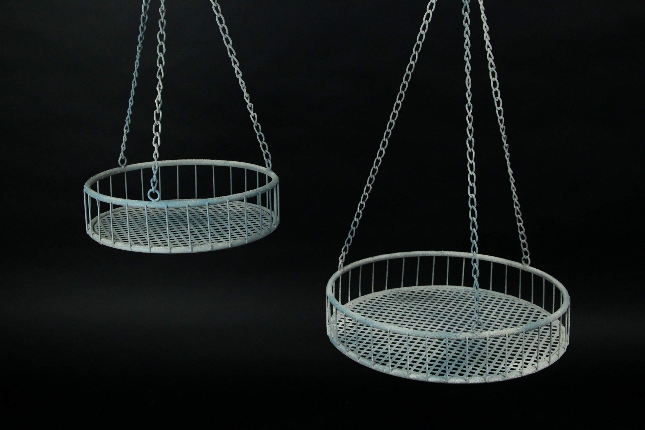 2 Pack Weathered Gray Metal Hanging Planters for Indoor/Outdoor Decor