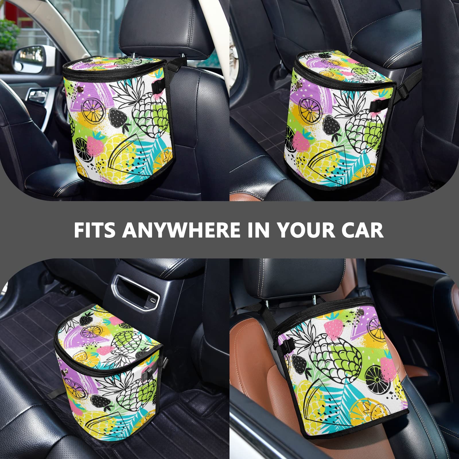 J JOYSAY Collapsible Hanging Car Trash Can - Leakproof Portable Garbage Bag for Car, Truck & Travel | Large Capacity Pineapple Design Trash Bin for Road Trips, Commuting & Family Travel