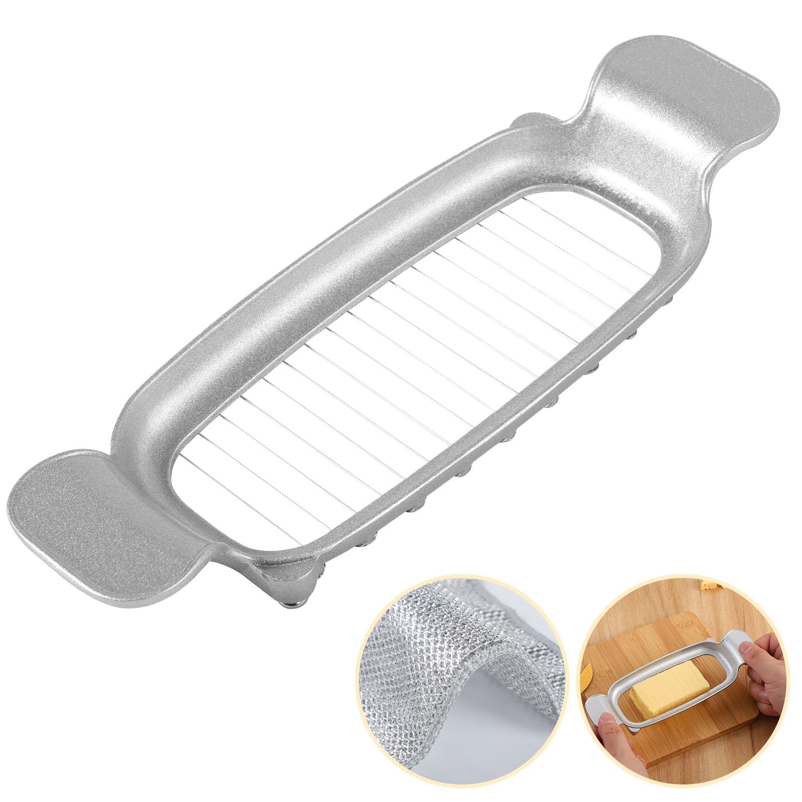 Premium Stainless Steel Butter & Cheese Slicer with Ergonomic Handle - Multi-Purpose Kitchen Tool for Cutting Cheese, Butter, Eggs, Fruits and Soft Foods - Perfect for Sandwiches, Charcuterie Boards and Food Prep