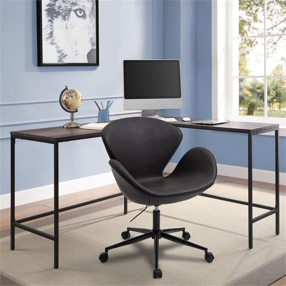 American Furniture Classics AW801 Ergonomic Office Chair - Black - Adjustable Height & Lumbar Support for Home & Office Workspaces