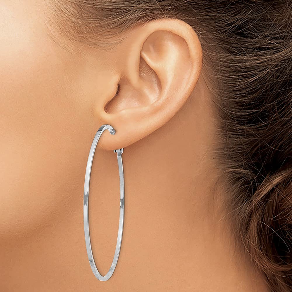 925 Sterling Silver 1.5x60mm Omega Clip Back Post Round Extra Large Hoop Earrings for Women - Hypoallergenic Fashion Jewelry for Parties, Weddings & Everyday Wear
