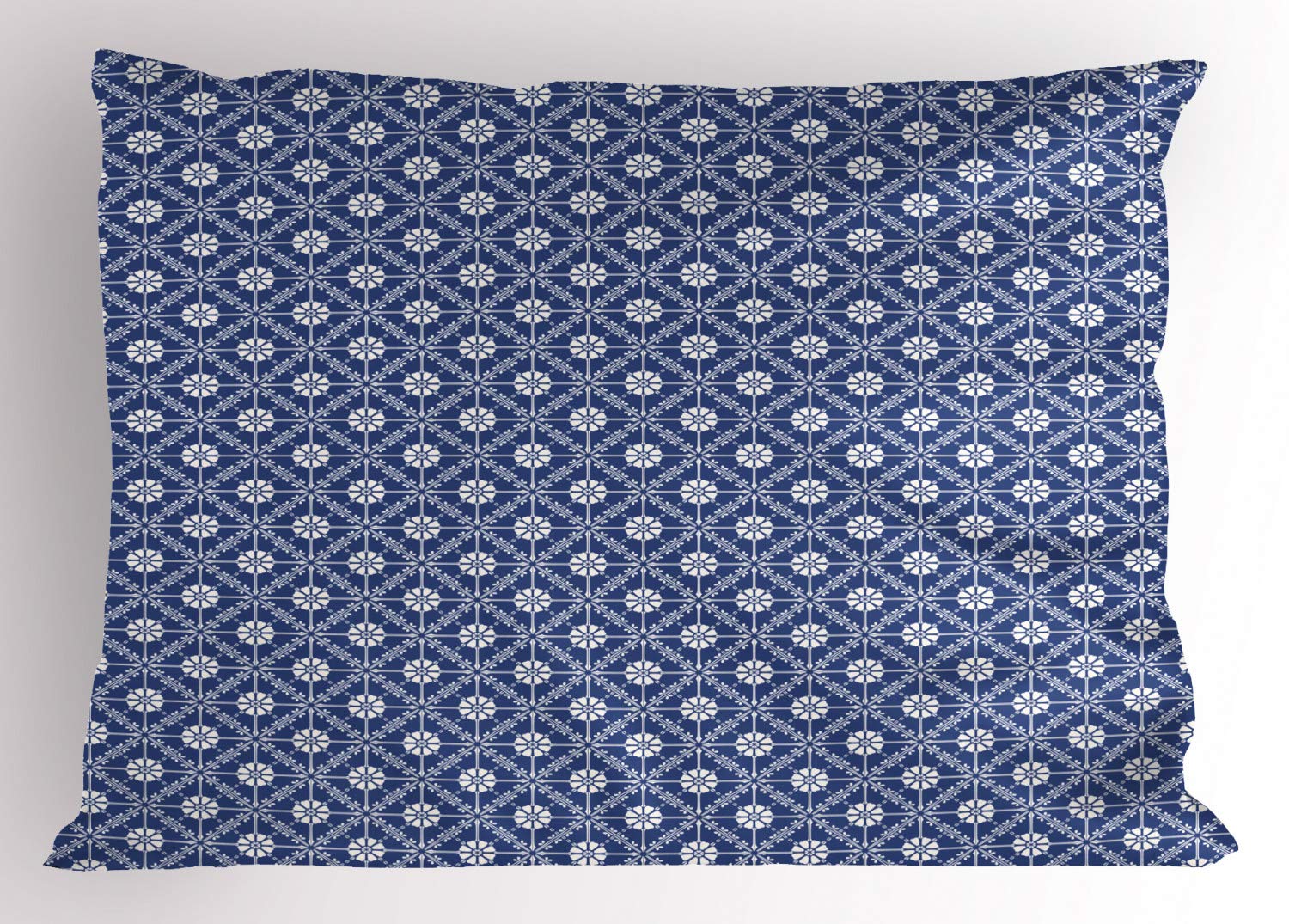 Ambesonne Azulejo Pillow Sham - Traditional Portuguese Spanish Folk Floral Print Decorative King Size Pillowcase (36