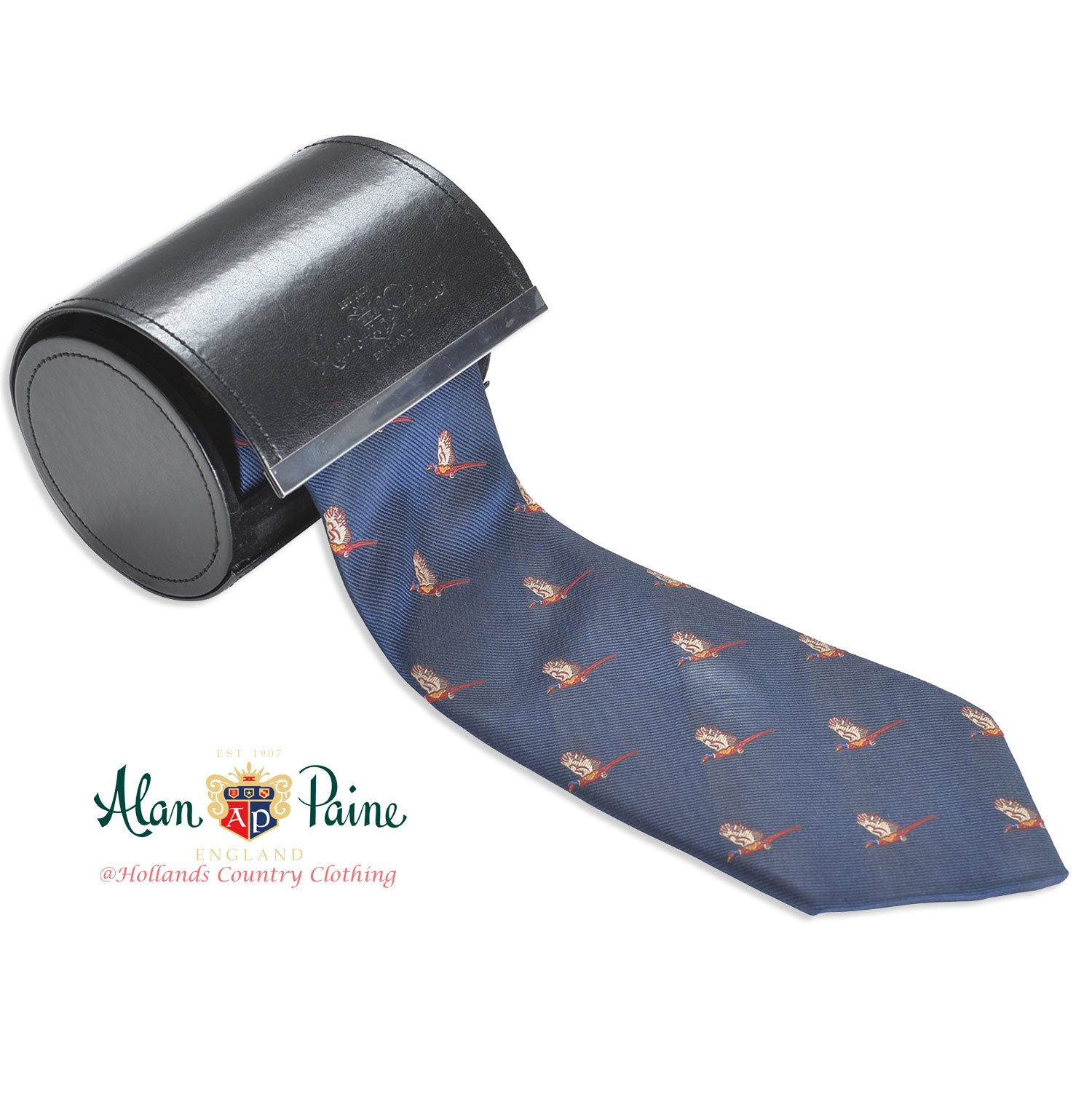 Alan Paine Ripon Silk Tie - Flying Pheasants Design | Luxury Men's Necktie for Business, Weddings & Formal Occasions