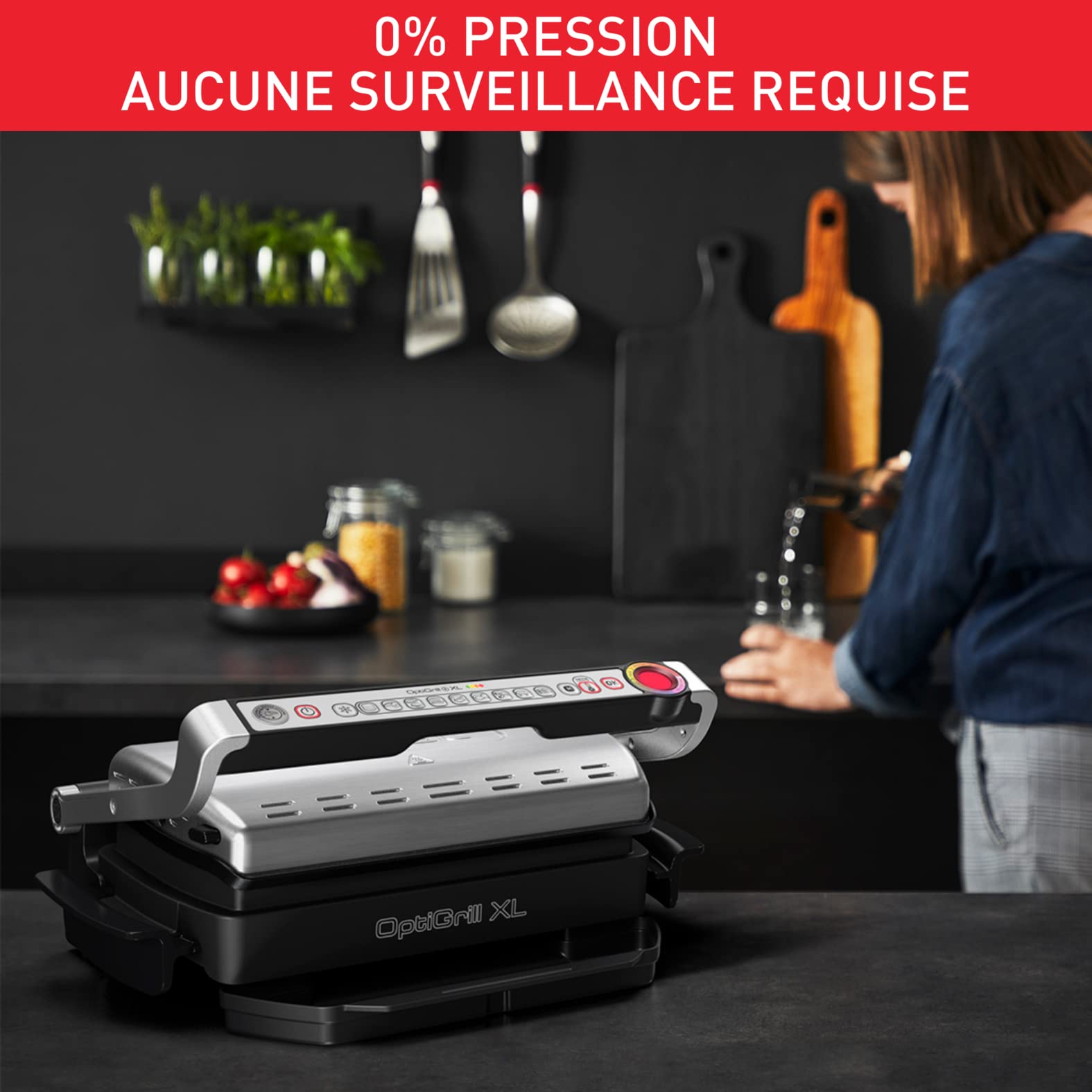 Tefal Optigrill+ XL Automatic Electric Grill for Meat - Extra Large Cooking Surface, 9 Preset Programs, Temperature Control, Manual & Defrost Modes - Includes Snack & Pastry Accessories - Silver GC724D12 - Perfect for Indoor Grilling, BBQ Parties & Healthy Cooking