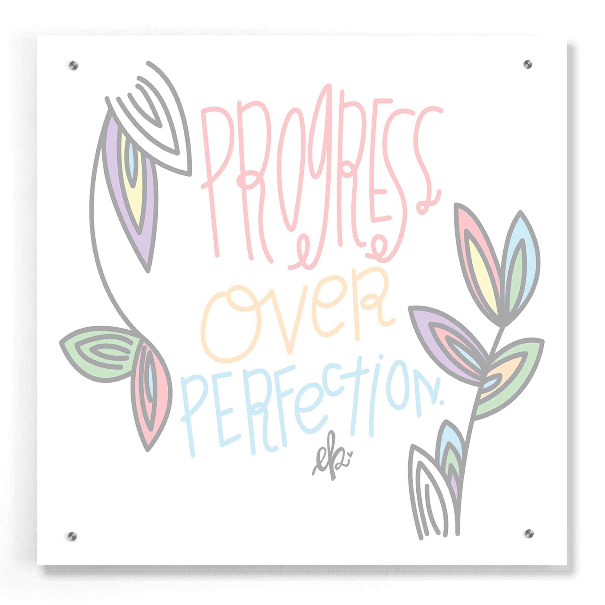 Epic Art 'Progress Over Perfection' by Erin Barrett - 24x24 Inch Acrylic Glass Wall Decor - Modern Abstract Painting for Home Office, Living Room & Bedroom Wall Art