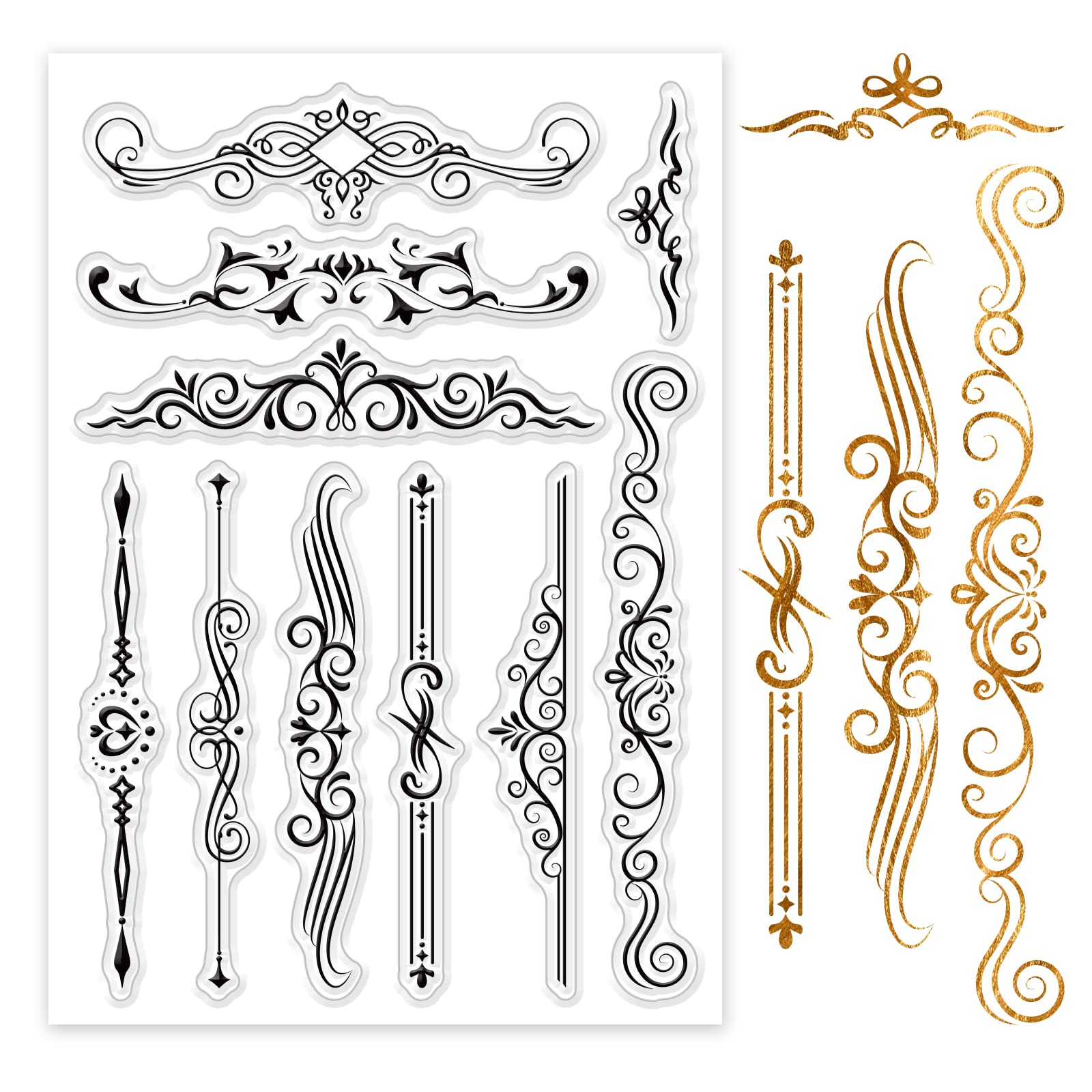 GLOBLELAND European Lace Silicone Clear Stamp Set - Floral Bouquet Border Stamps for Scrapbooking, Journaling & Card Making | DIY Craft, Wedding Invitations, Gift Tags & Memory Books