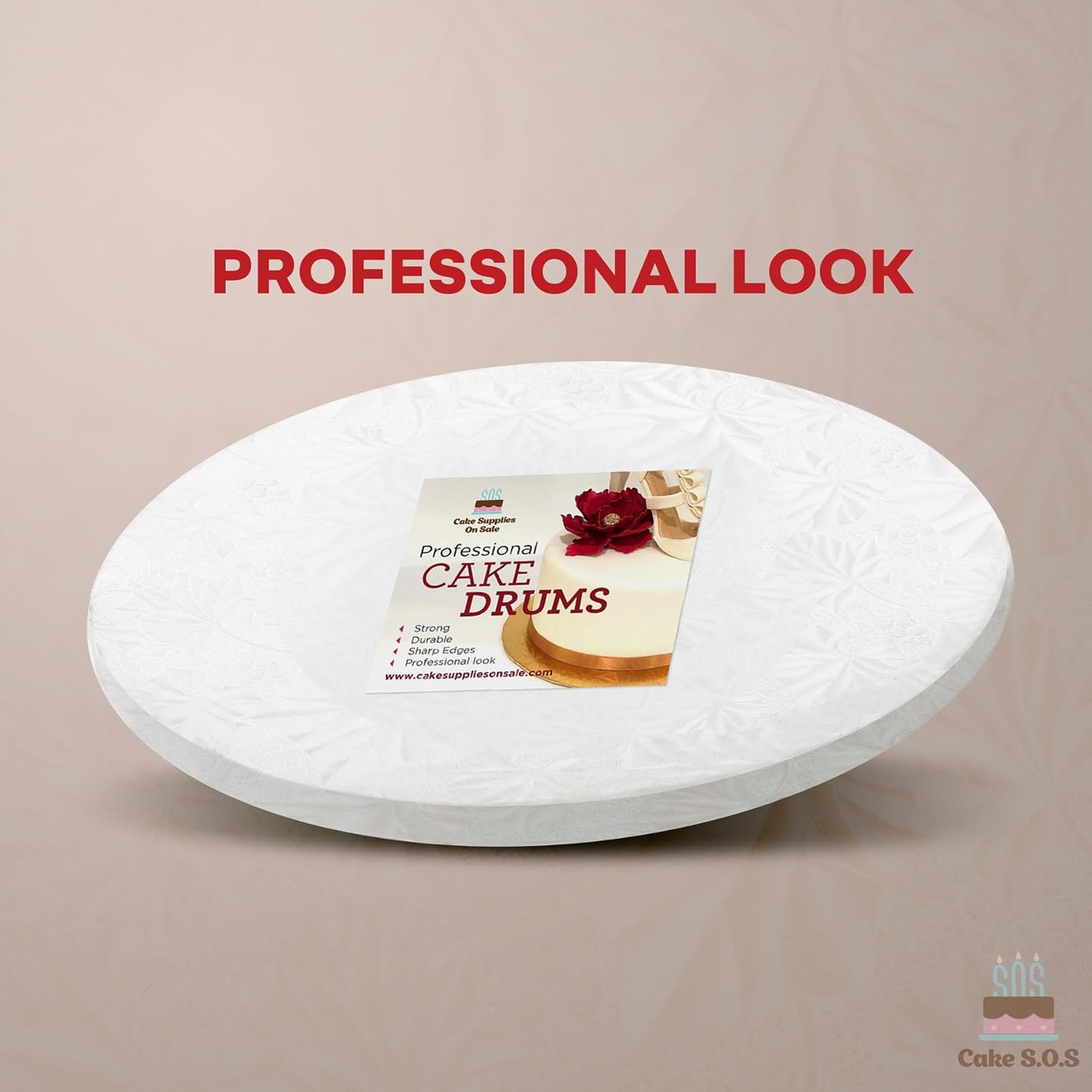 16 Inch White Round Sturdy Cake Board Drums - 1/2 Inch Thick (6 Pack) for Professional Cake Display, Wedding Cakes, Birthday Cakes & Dessert Presentation