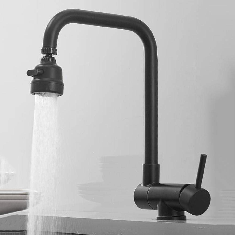 Stainless Steel Kitchen Sink Faucet with 360° Swivel Spout, Hot & Cold Water, Foldable Design for Inner Window - Black | Perfect for Small Kitchens, RV Sinks & Compact Spaces