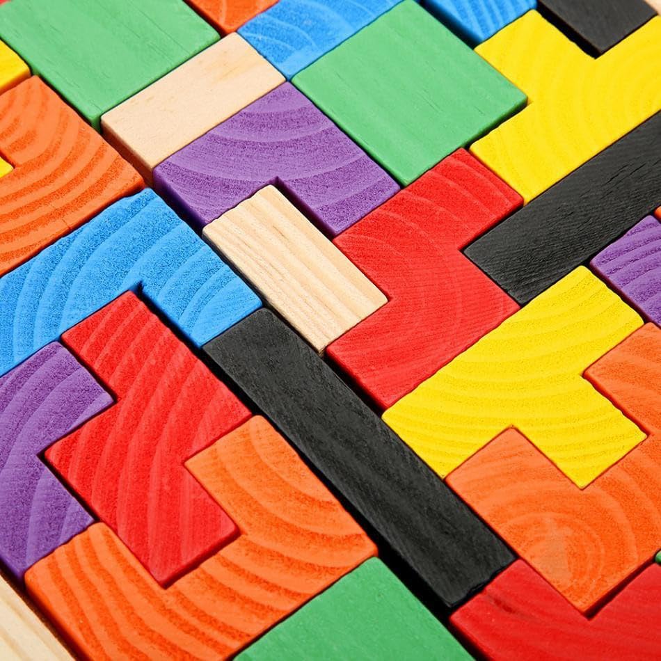 Besite Toys Wooden Jigsaw Puzzle - 40 Piece STEM Learning Game for Kids Ages 2+ | Educational Tangram Brain Teaser & Intelligence Building Toy | Perfect for Preschool Learning, Birthday Gifts & Family Game Night