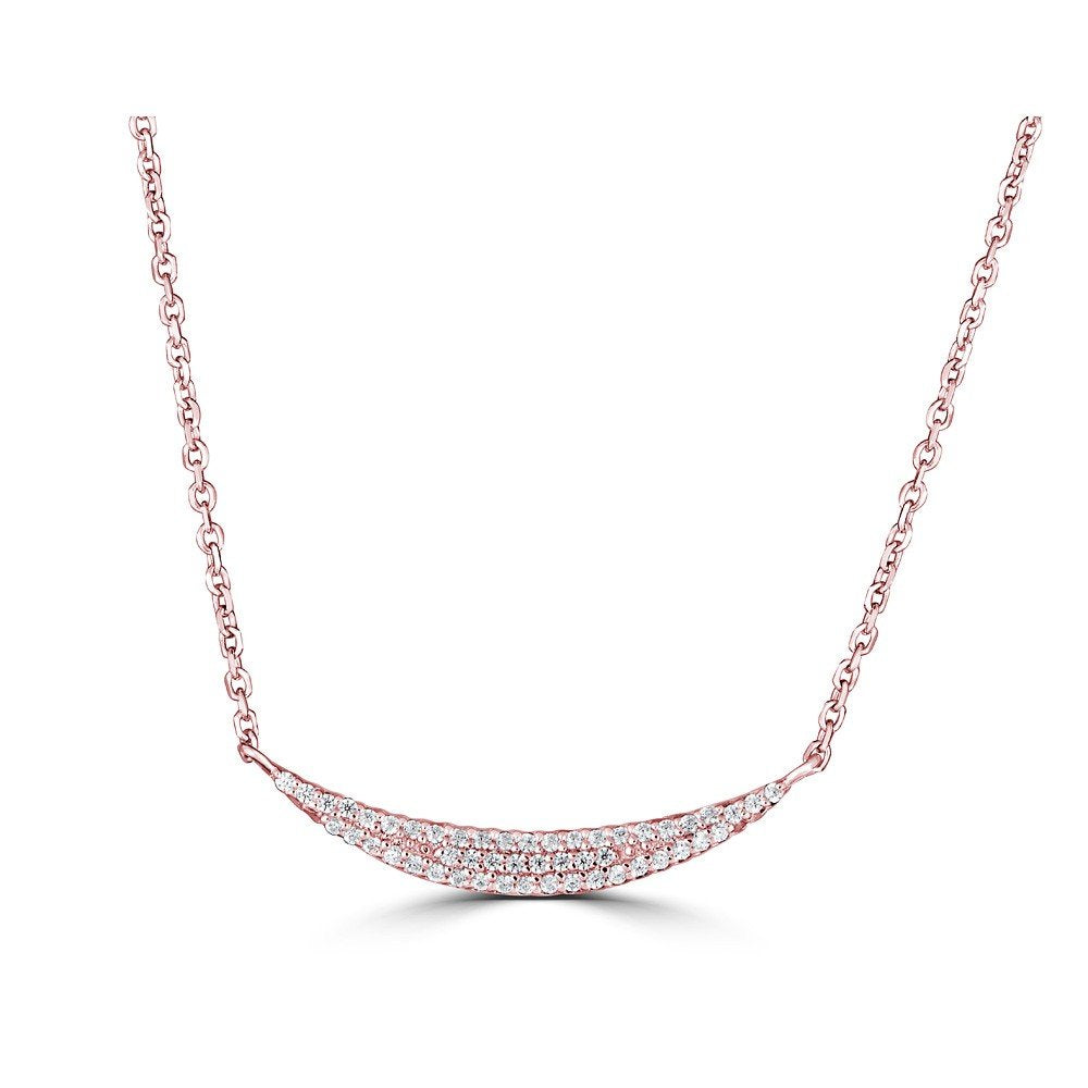 14KT Gold 0.12 CTW Diamond Curved Bar Necklace for Women - Dainty Elegant Layering Necklace - Perfect for Everyday Wear, Date Night & Special Occasions