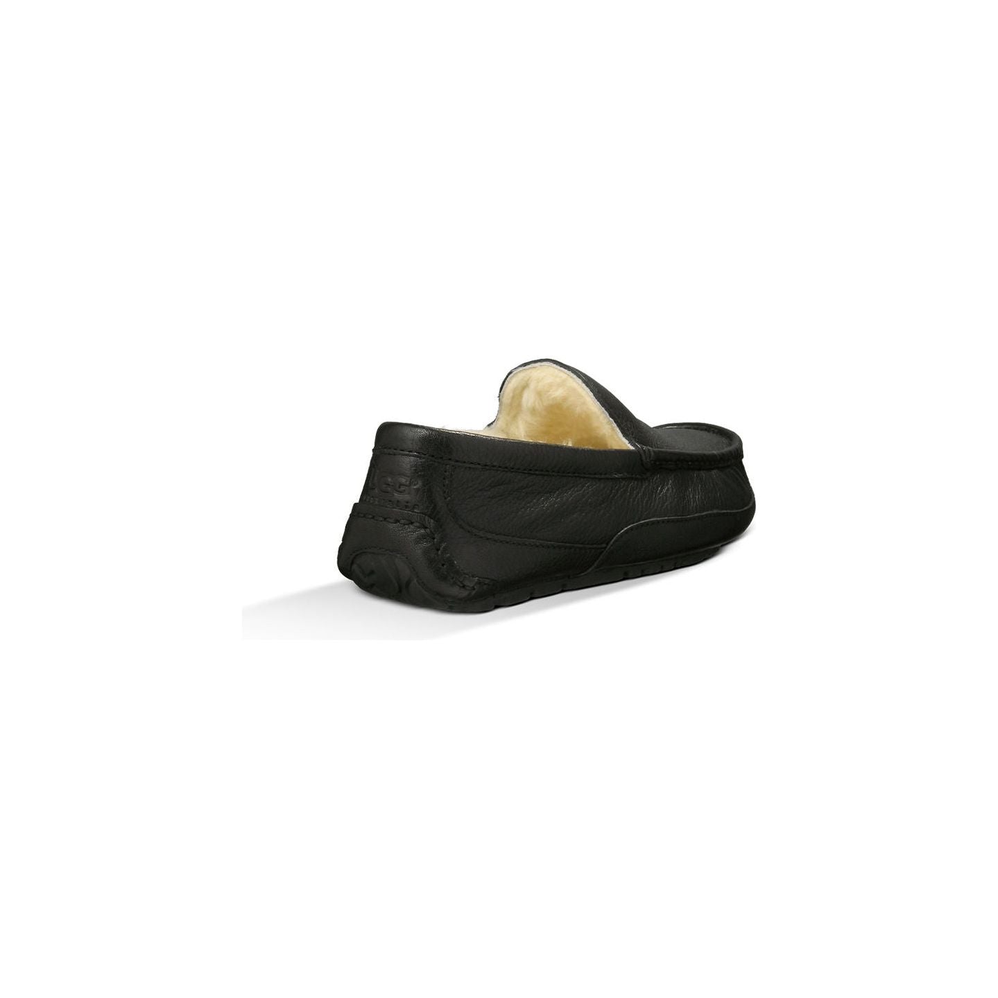 UGG Men's Ascot Leather Slippers - Black Genuine Leather House Shoes for Indoor & Outdoor Comfort | Perfect for Lounging at Home, Running Errands, and Travel