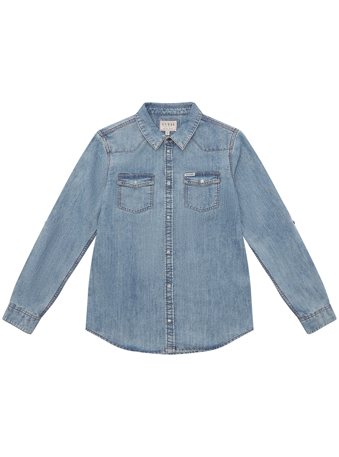Blue Denim Long Sleeve Shirt for Men - Comfortable Casual Button Down Shirt - Perfect for Work, Office, and Everyday Wear (Size 2-7)