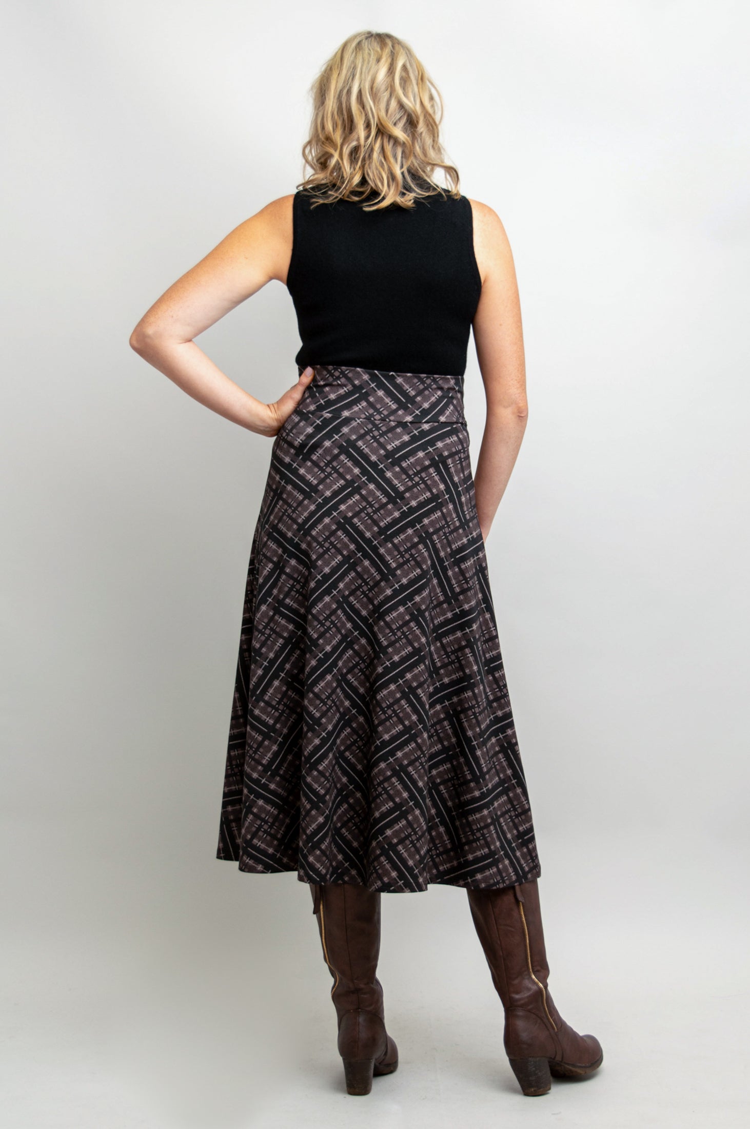 Gillian Women's Plaid Skirt - Soft Bamboo Fabric, Comfortable & Stylish A-Line Design - Perfect for Office, Casual Outings & Special Occasions