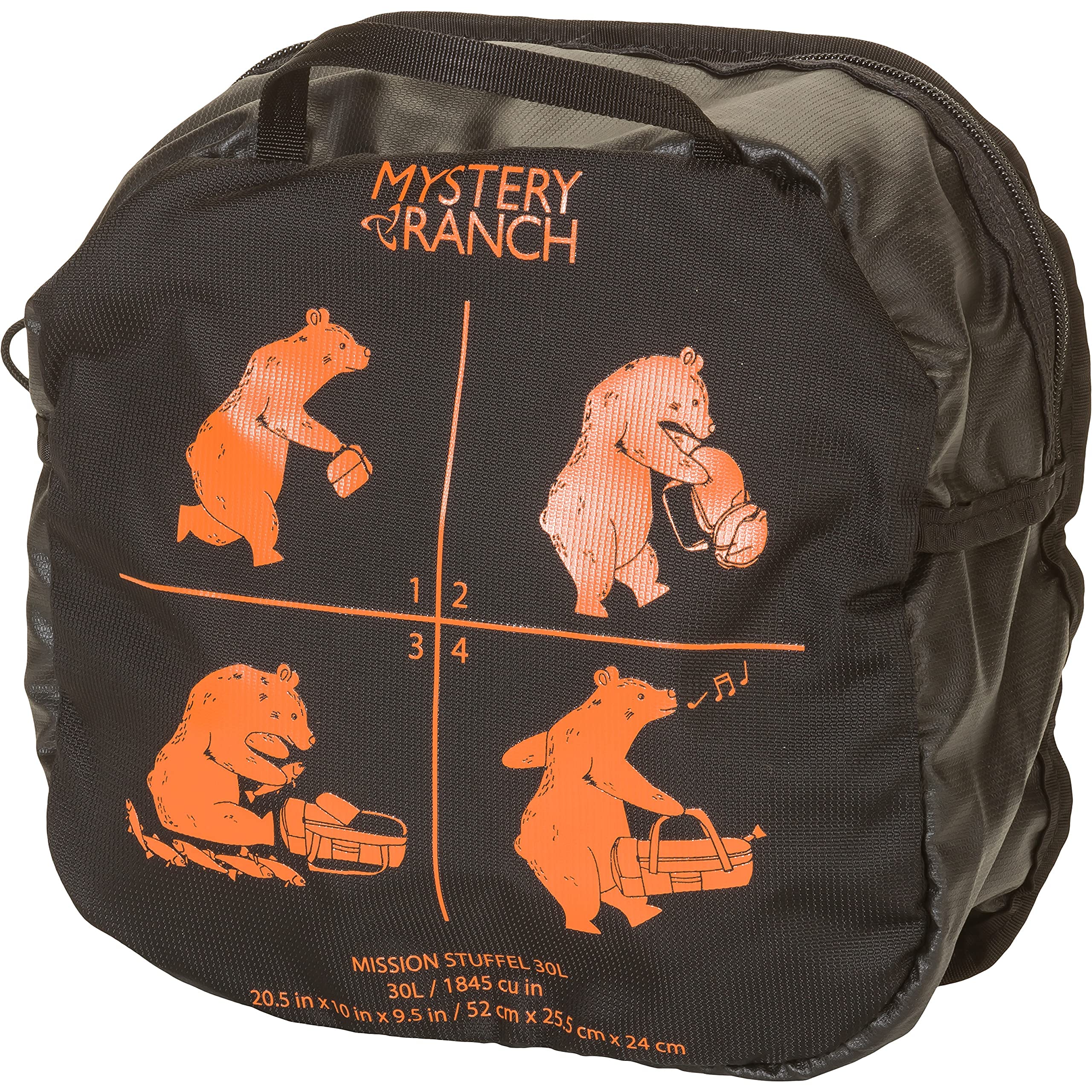 Mystery Ranch Mission Stuffel 30L Convertible Duffle Backpack - Waterproof Travel Pack for Hiking, Camping & Airplane Carry-On (Black) - Perfect for Outdoor Adventures & Business Trips
