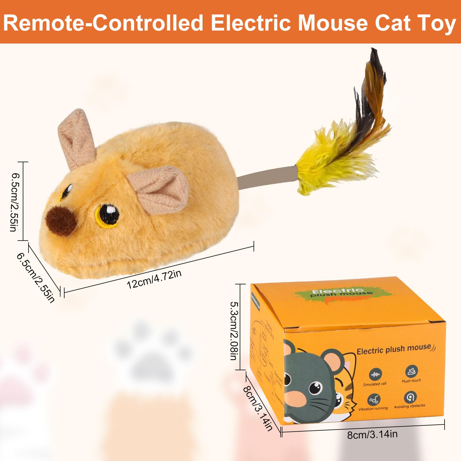 2024 New Interactive Remote Control Cat Toy - Self Moving Mouse for Indoor Cats, Squeaky Exercise Toy for Self Play & Birthday Gifts (Yellow) - Perfect for Playtime, Training & Keeping Indoor Cats Active