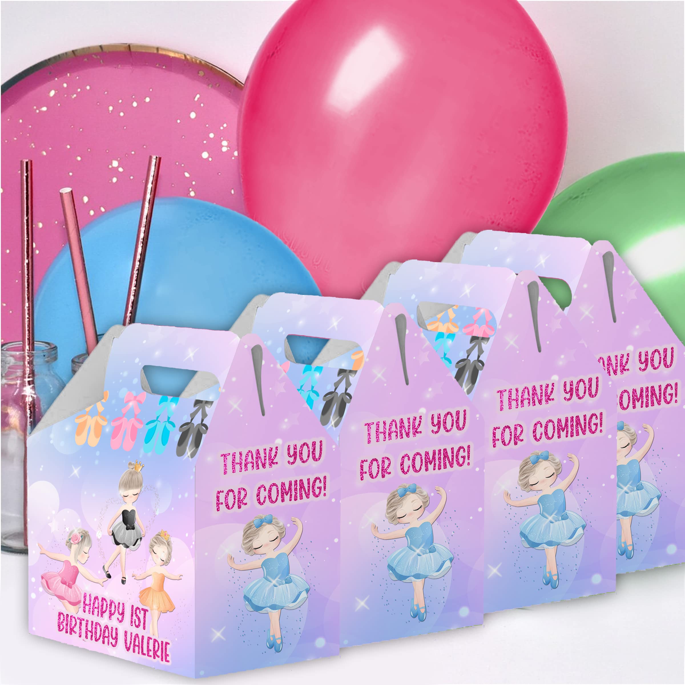 12 Pack Ballerina Themed Birthday Candy Gable Boxes - 4.4x4.5 Inch Party Favors for Birthdays, Baby Showers & Wedding Celebrations