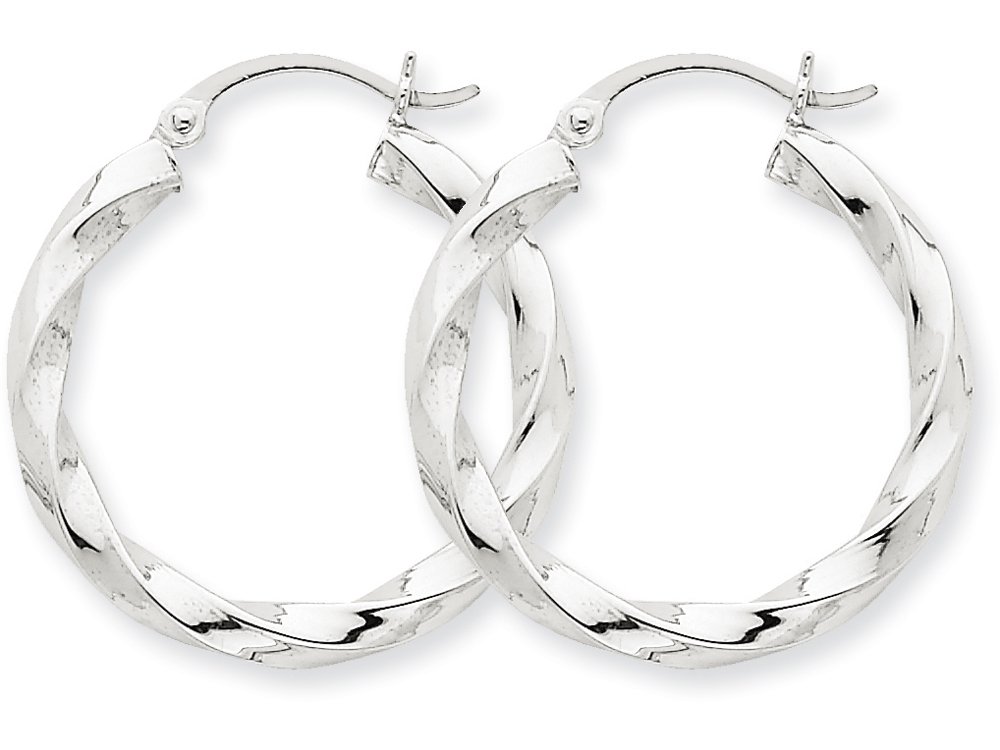 14K White Gold 3mm Twisted Hoop Earrings for Women - Elegant Twist Design Fine Jewelry - Perfect for Everyday Wear, Date Nights & Special Occasions
