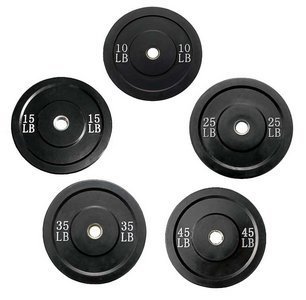 Olympic Bumper Plates - Pair of 45LB Black Rubber Weight Plates for CrossFit, Powerlifting & Home Gym Workouts - Durable & Quiet for Weight Training & Strength Exercises