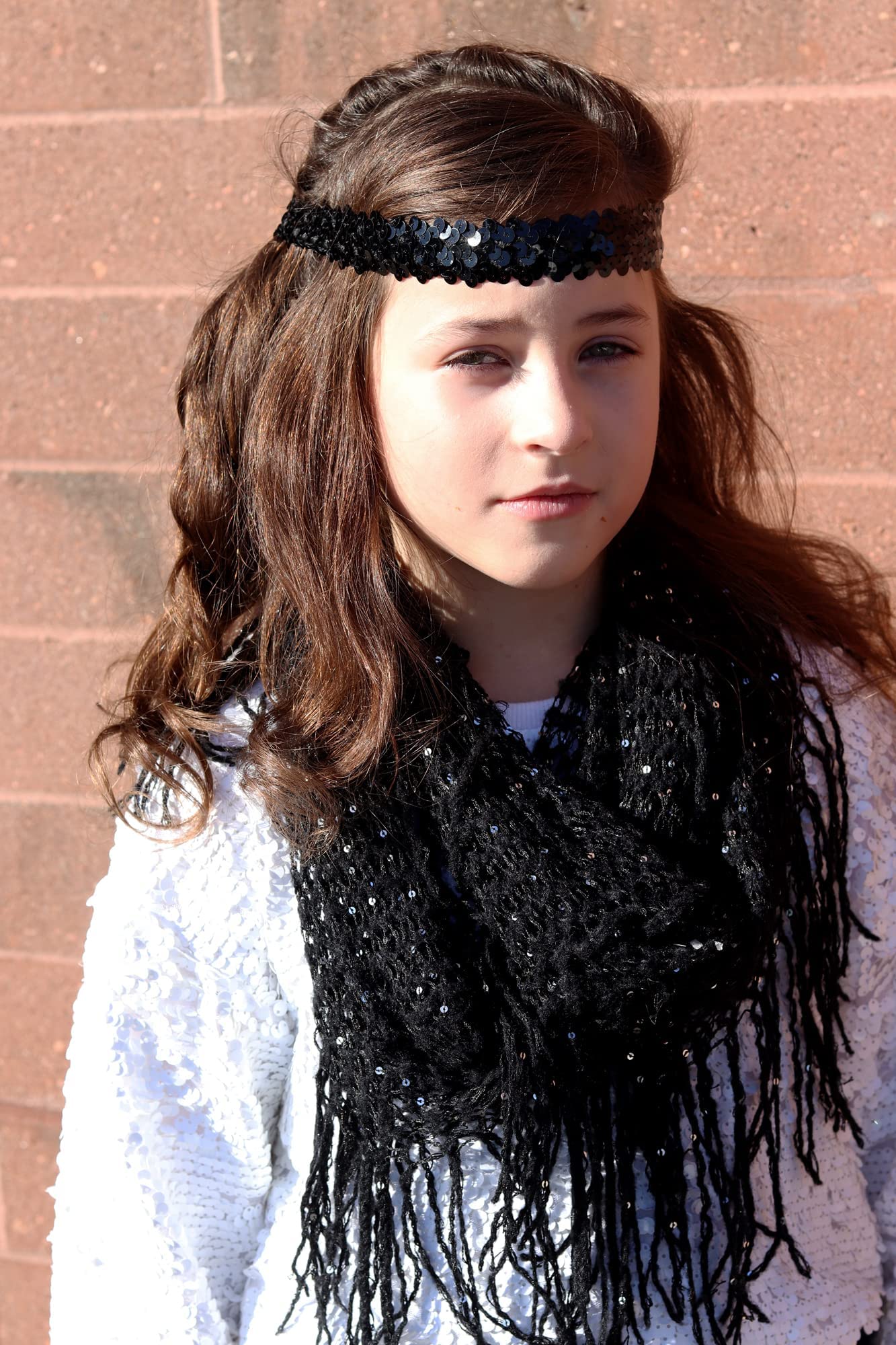 Kenz Laurenz Sequin Headband Pack of 12 - Glitter Elastic Stretch Sparkly Fashion Headbands for Women, Teens & Girls - Perfect for Volleyball, Basketball, Sports Teams & Everyday Hair Accessories