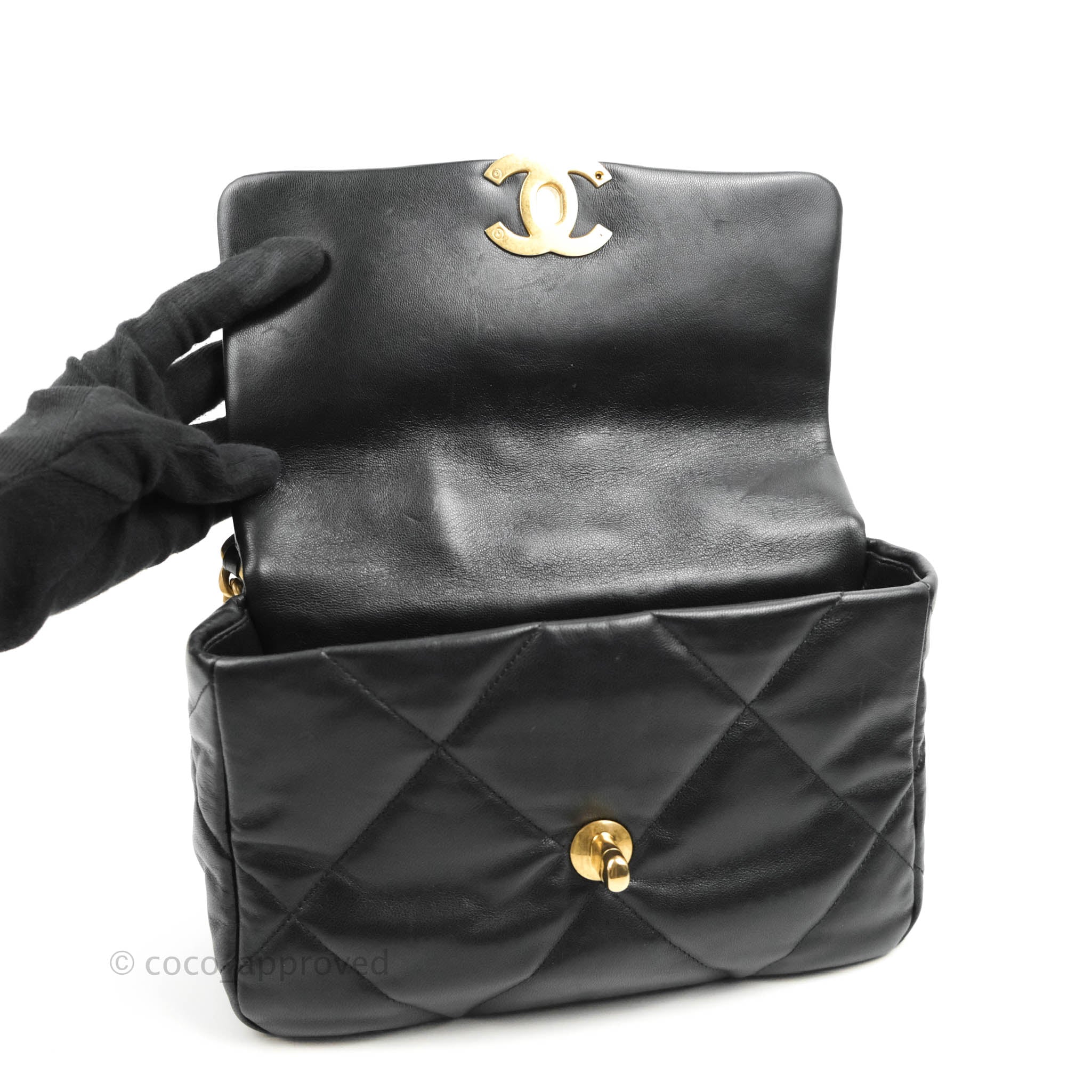Chanel 19 Small Black Goatskin Leather Bag with Mixed Hardware - Luxury Designer Handbag for Women, Perfect for Date Night & Special Occasions