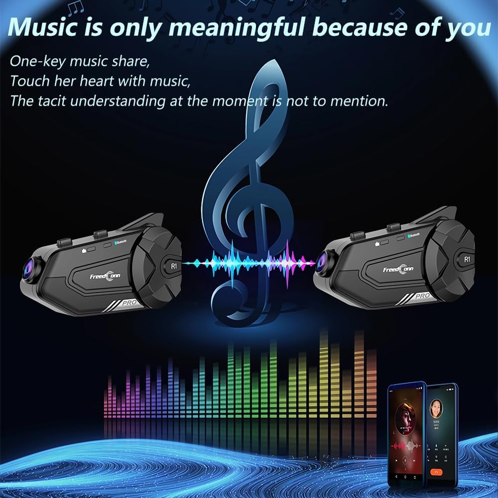 3T6B Bluetooth Motorcycle Headset with 2K Camera - IP65 Waterproof, 1000M Range, 6-Rider Group Intercom, Bluetooth 5.0, Music Sharing & 2-in-1 Mic - Perfect for Group Rides, Adventure Tours & Motorcycle Communication