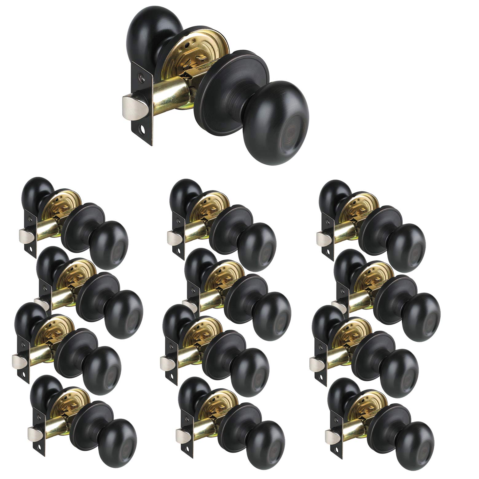 15 Pack Oil Rubbed Bronze Door Knobs - Passage Door Hardware Set 692-ORB-SET (15-Piece, Hallway & Closet) - Durable Interior Door Handles for Home, Office & Commercial Use