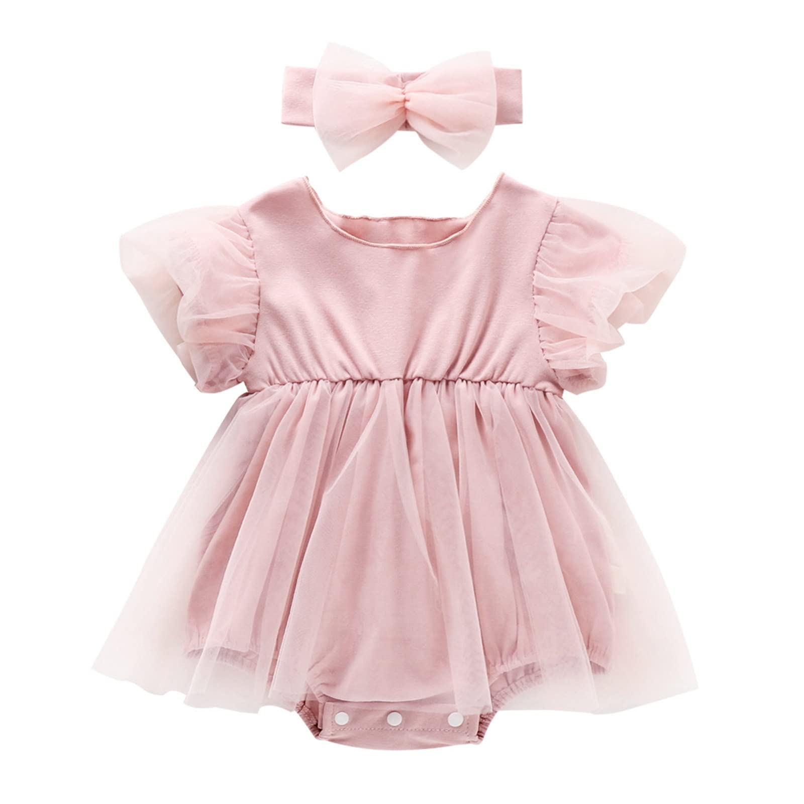 Soft Baby Blanket Set for Newborn Girls - Short Ruffled Sleeve Tulle Dress Romper with Headband Outfit | Perfect for Photoshoots, Christenings & Special Occasions