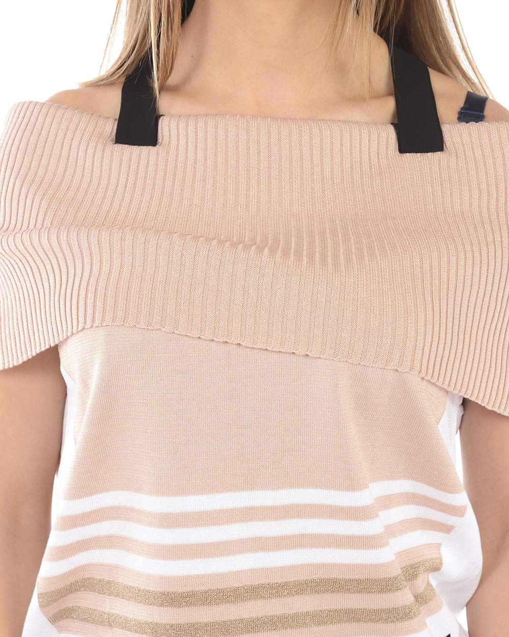 Women's Pink and White Pullover Sweater Size L - Cozy Knit Top for Casual Wear, Office, and Fall Outfits