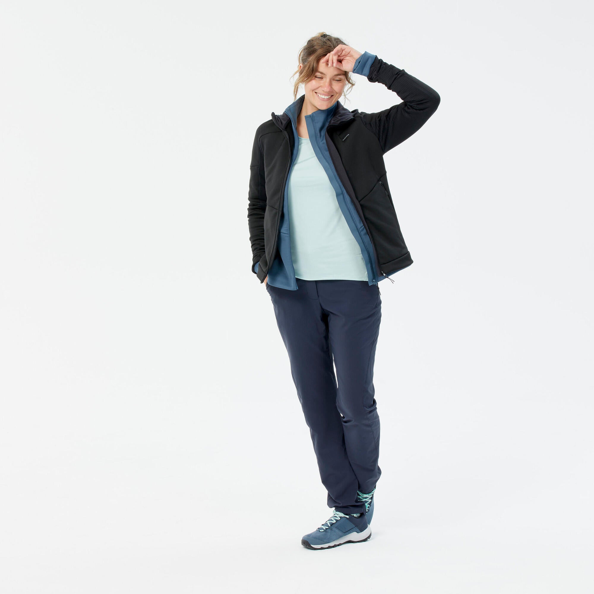 Women's Lightweight Fleece Jacket MH520 with Hood - Warm & Water-Resistant Hiking Jacket for Outdoor Adventures & Camping