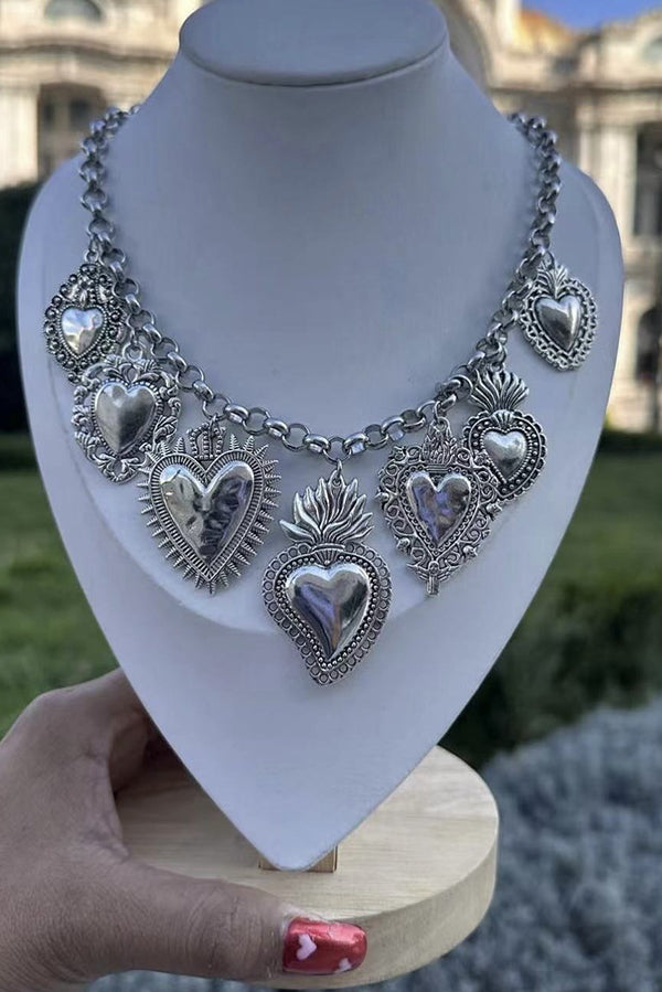 Vintage Religious Sacred Heart Pendant Necklace - Sterling Silver Chain for Women - Perfect for Church, Weddings & Spiritual Gifts