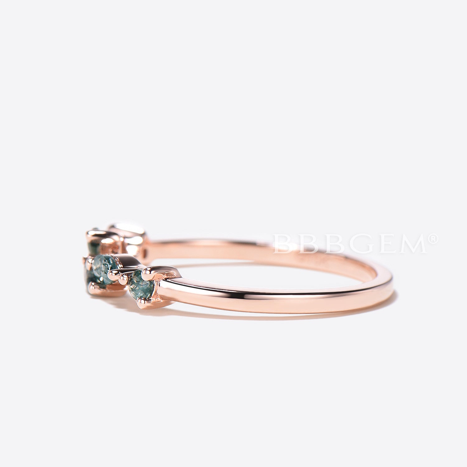 Marquise Cut Natural Green Moss Agate Wedding Band - Minimalist Stackable Ring for Women - Perfect for Engagement, Anniversary & Everyday Wear