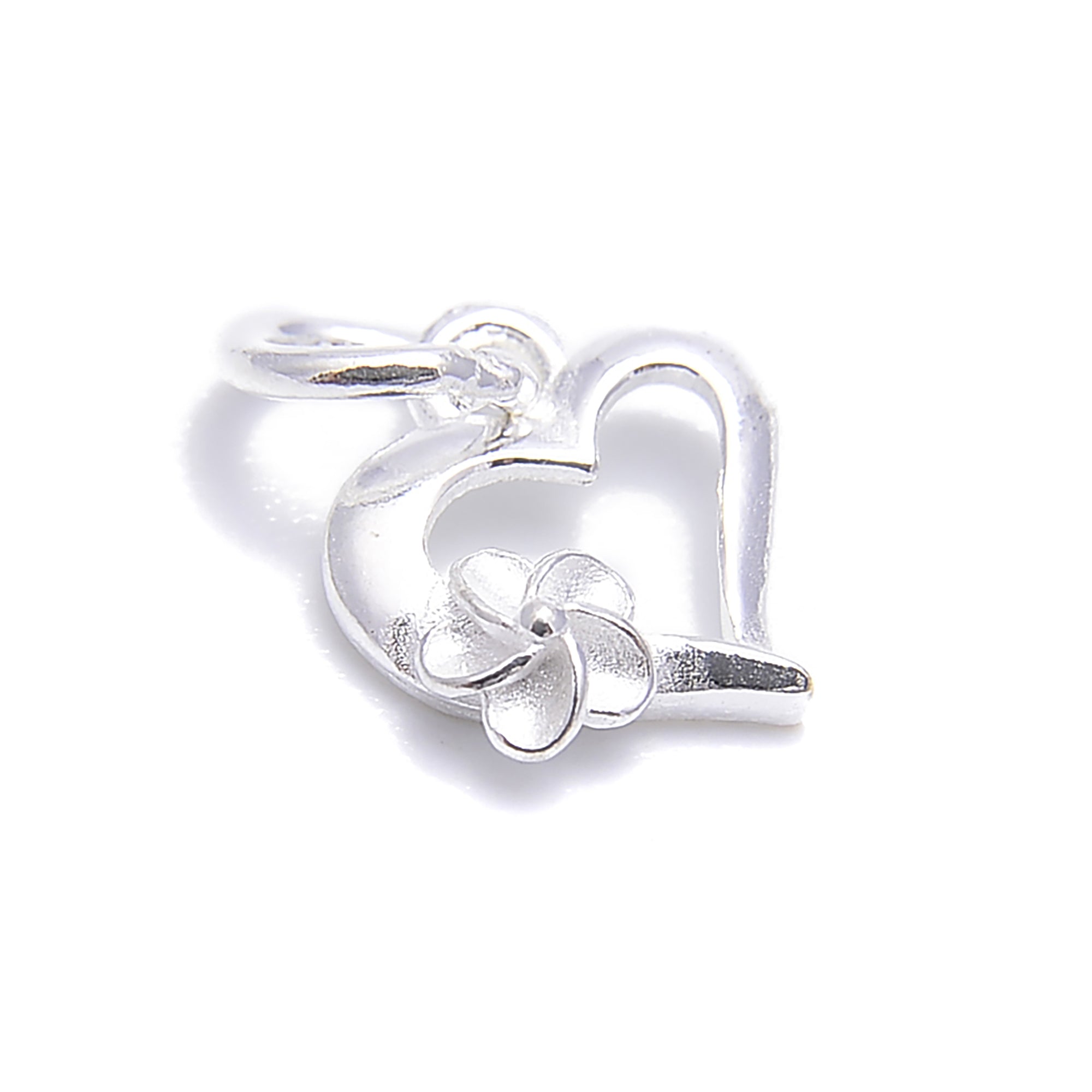 925 Sterling Silver Heart & Flower Pendant Charms - 9x10mm (6 Pcs/Bag) - Perfect for Jewelry Making, DIY Crafts, and Gift Giving