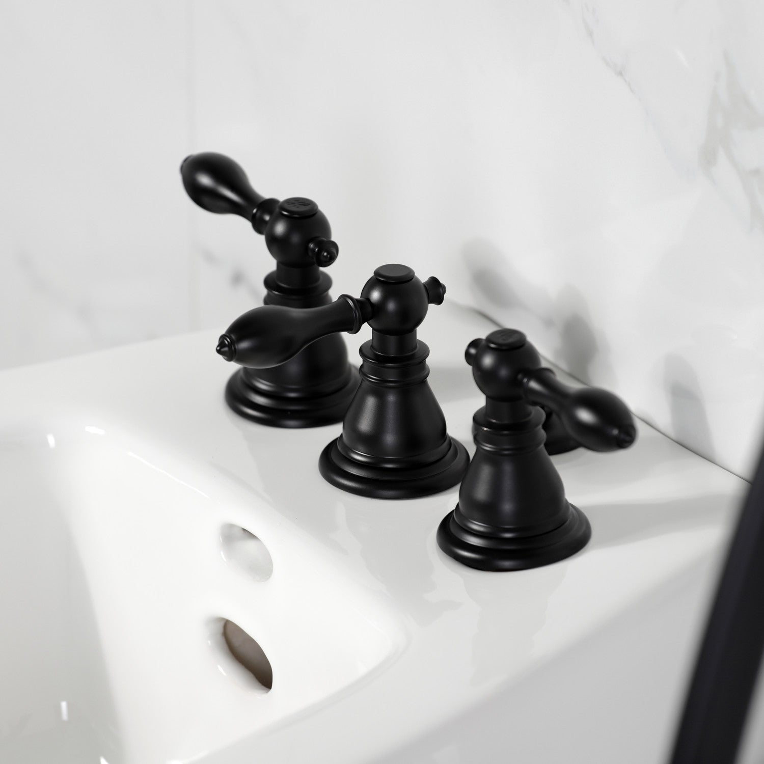 American Classic KB320ACL 3-Handle Deck Mount Vertical Spray Bidet Faucet with Brass Pop-Up Drain - Matte Black Finish for Modern Bathroom & Spa Experience