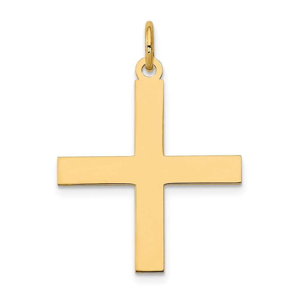 14K Yellow Gold Laser-Designed Cross Pendant Necklace for Women - Elegant Religious Jewelry Gift for Baptism, Confirmation & Everyday Wear