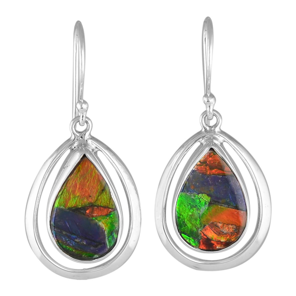 Starborn Ammolite Earrings for Women – Natural Gemstone Dangle Earrings – Elegant Jewelry Gift for Her – Perfect for Parties, Weddings & Special Occasions