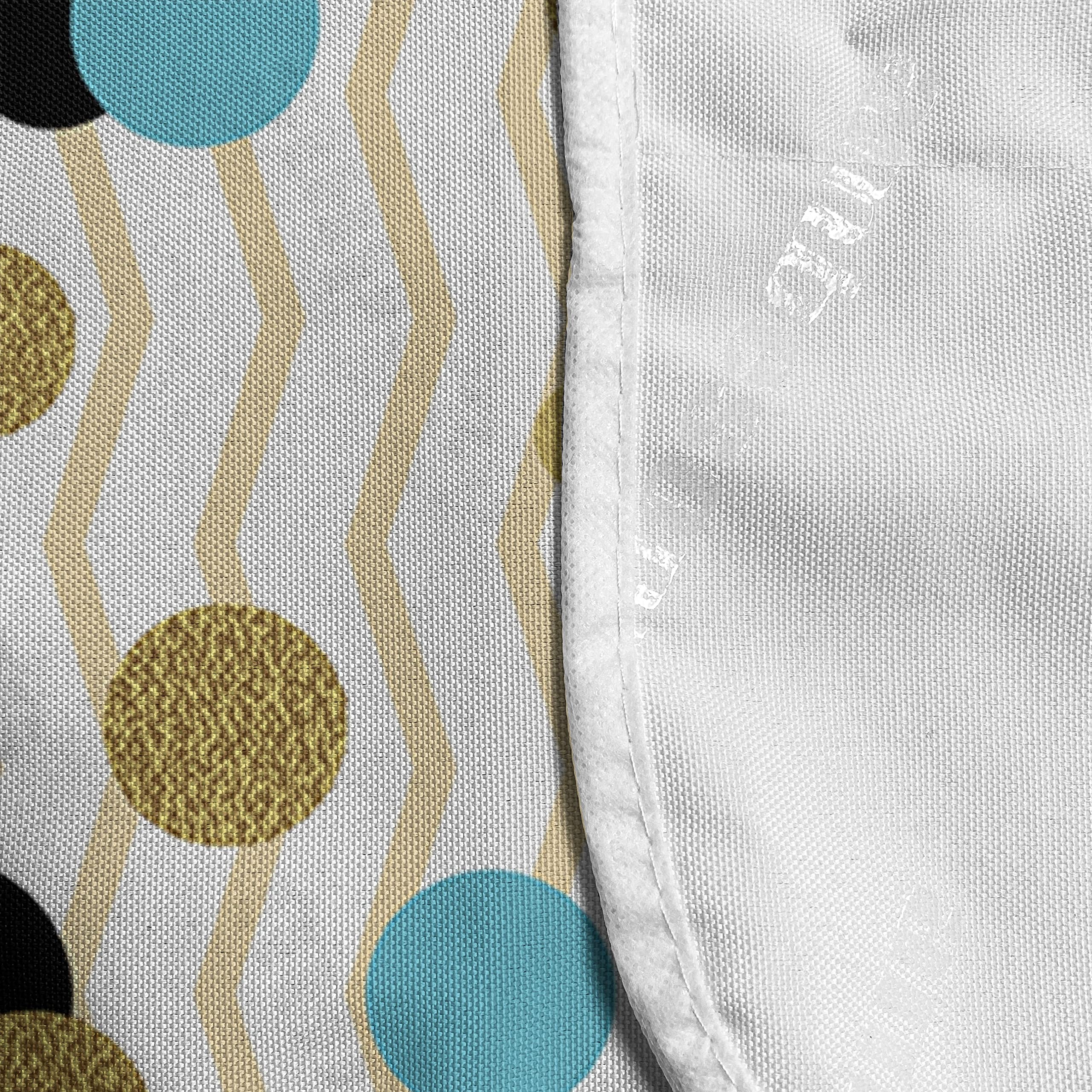 Ambesonne Abstract Microwave Oven Cover - Water Resistant Kitchen Organizer with Pockets, Trippy Geometric Circles Design on Yellow Zig Zag Background, 36