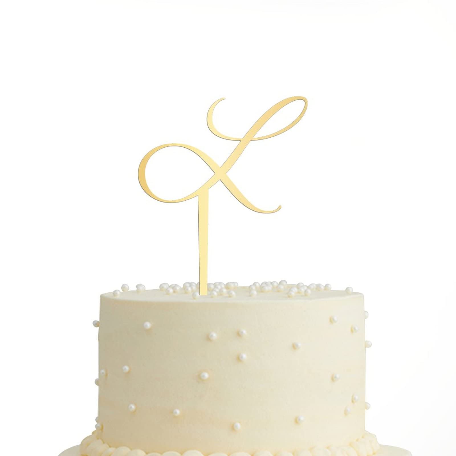 Personalized Acrylic Glitter Gold Letter L Cake Topper - Rustic Wedding, Anniversary & Engagement Party Decor - Custom Initials for Cakes, Cupcakes & Desserts