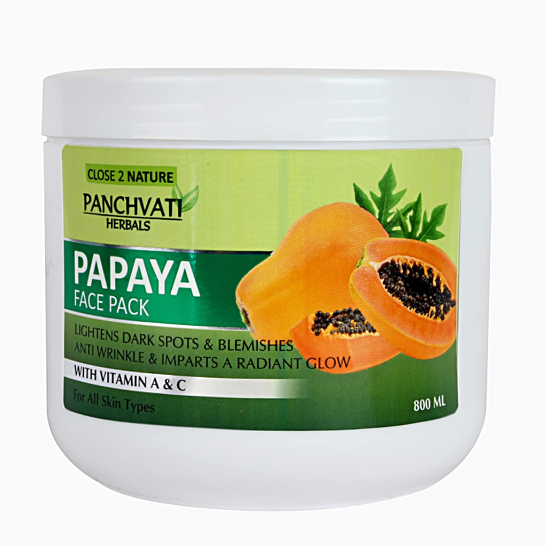 Panchvati Herbals Regular Papaya Face Mask for Glowing Skin | 800ml Exfoliating Face Pack to Remove Dead Skin Cells & Anti-Aging Treatment | Perfect for Daily Skincare Routine & Spa Day at Home