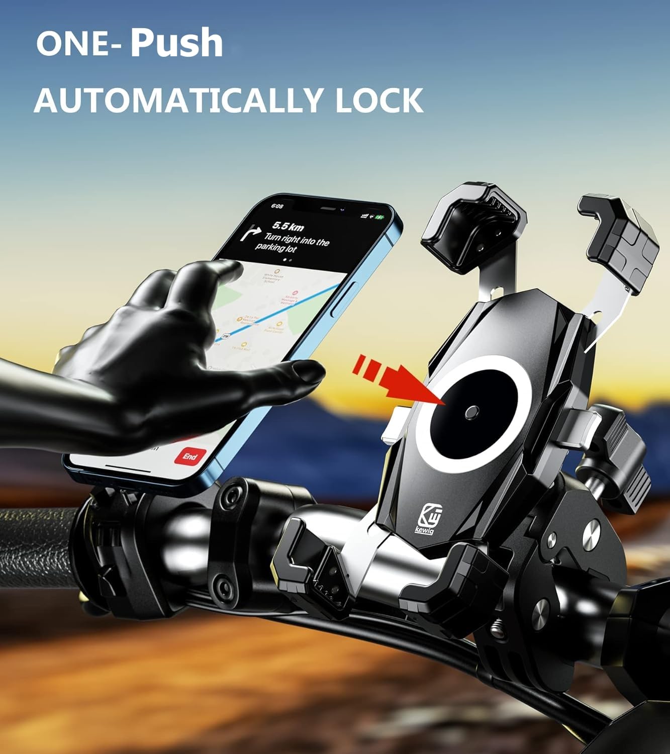 Premium Motorcycle Phone Mount - Quick Install Handlebar Clamp for iPhone 14/15 Plus/Pro Max, Galaxy S10-S23, 4.0-6.9