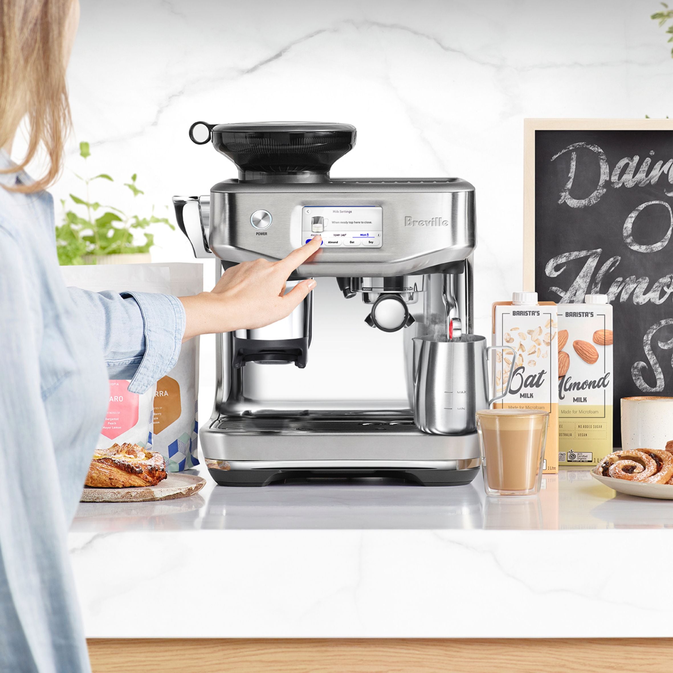 Breville Barista Touch Impress BES881BSS Espresso Machine - Automatic Milk Frother, 15 Bar Pressure, Touchscreen Control for Perfect Coffee at Home, Office or Café
