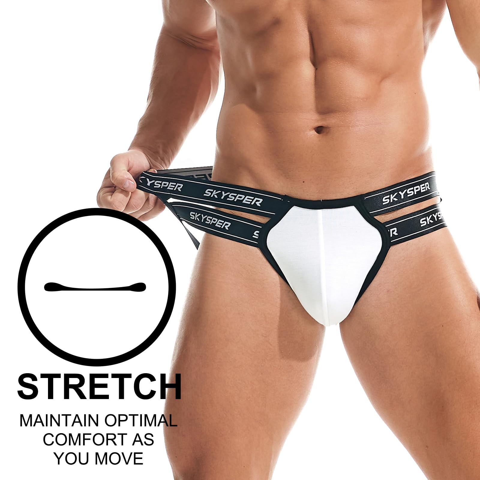 SKYSPER Men's Athletic Jockstrap Support Underwear - Breathable & Comfortable for Sports, Workout & Intimate Wear - Best for Gym, Running & Daily Use