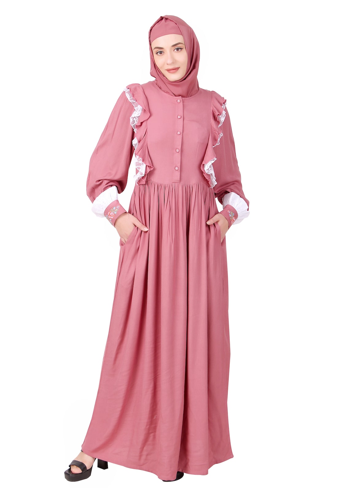 Comfortable Nursing-Friendly Soft Rayon Abaya Dress for Muslim Women - Perfect for Maternity, Breastfeeding & Everyday Wear