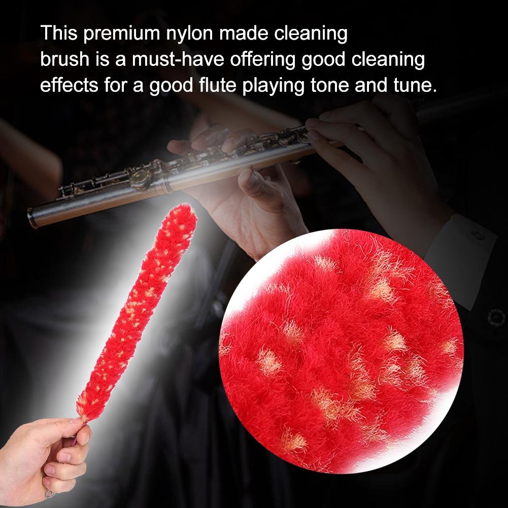 Premium Nylon Flute Cleaning Brush - Durable & Practical Flute Cleaner for Small Bowls with Flutes (Red) - Perfect for Instrument Maintenance & Music Accessories Care
