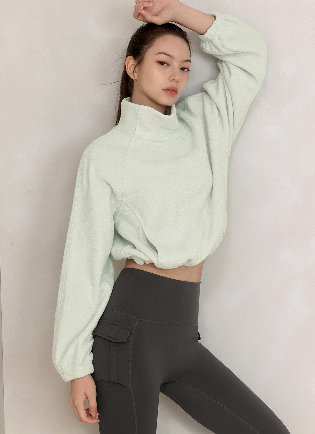 Fluffy String High Neck Sweatshirt for Women - Cozy Winter Pullover with Drawstring Hood - Perfect for Casual Outfits, Loungewear & Cold Weather Fashion