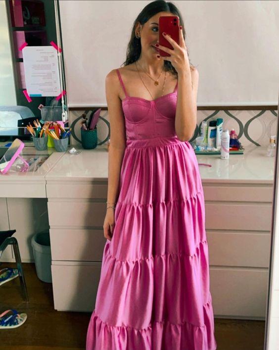 Elegant A-Line Hot Pink Long Prom Dress for Formal Parties & Special Occasions - J4320 | Perfect for Homecoming, Prom Night, Evening Galas & Wedding Guest Attire