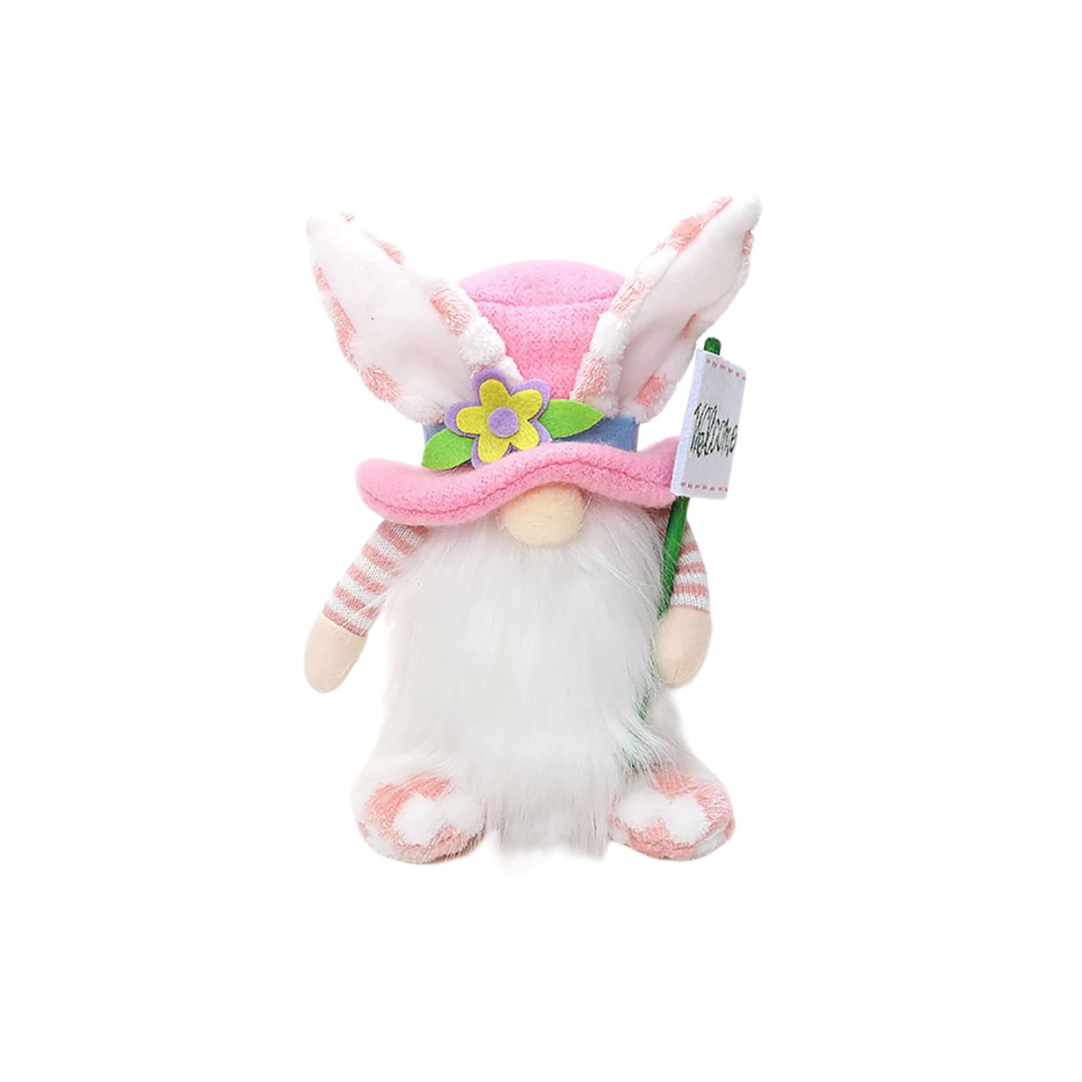 Handmade Christmas Gnome Decorations - Plush Doll Pendant with Rabbit Ears | Cute Faceless Dwarf Goblin Doll for Holiday Fireplace & Home Decor (Pink) | Perfect for Xmas Tree Ornaments, Easter Gifts & Seasonal Party Decor