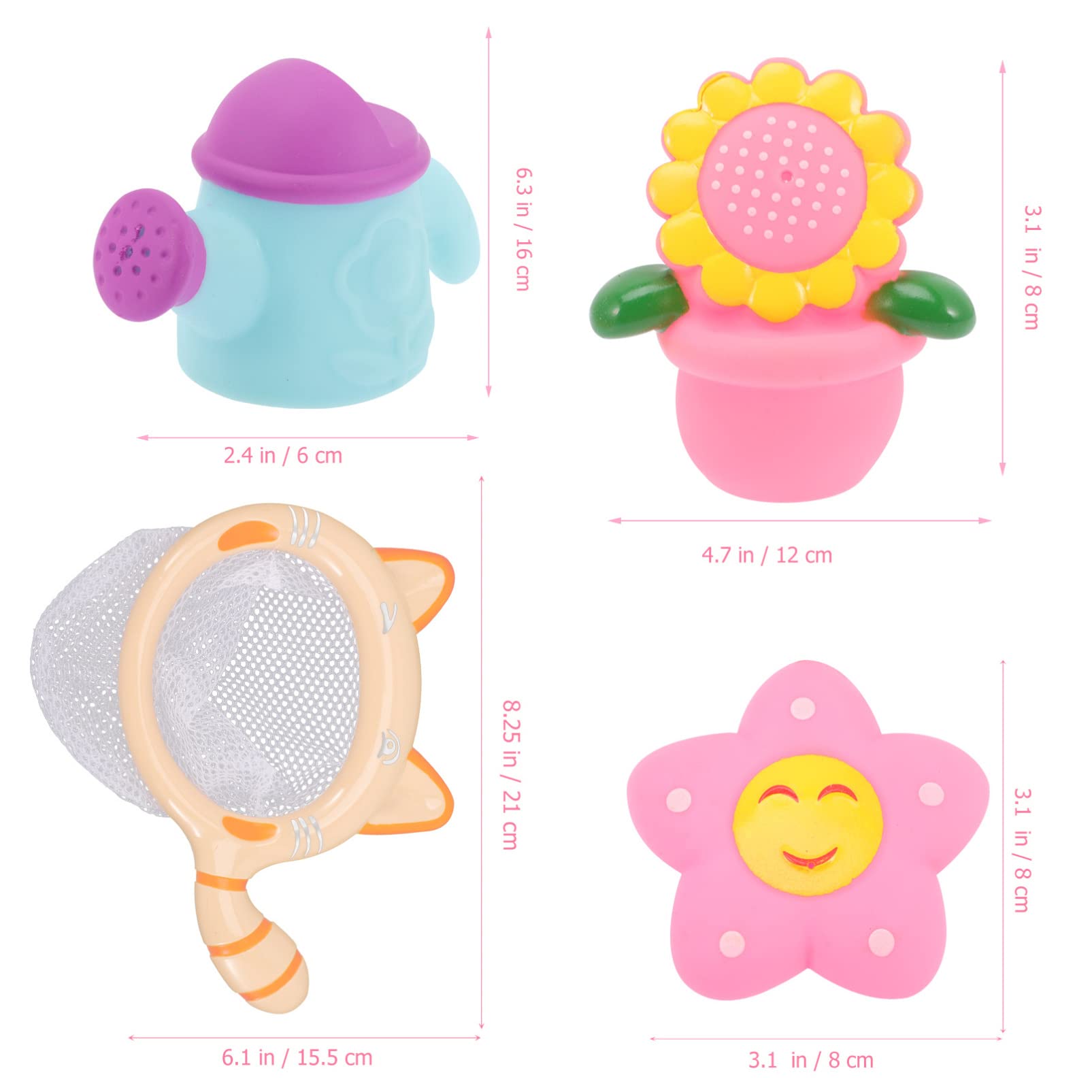 4-Piece Water Play Toys for Kids - Fun Bathtub & Shower Bath Toys Set, Durable Plastic Floating Toys for Toddlers & Babies - Perfect for Bath Time, Pool, and Outdoor Water Play