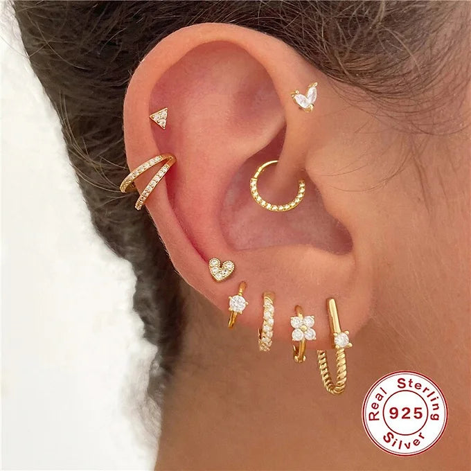 High-Quality Sterling Silver Labret Back Curved Bar Flat Back Studs | HC027 | Perfect for Lip, Nose & Cartilage Piercings