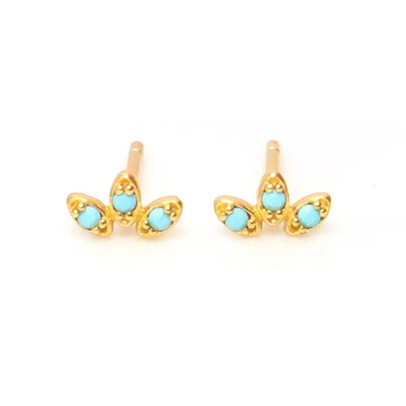 925 Sterling Silver Stud Earrings for Women - Cute Turquoise Zircon Pierced Earrings, Bohemian Jewelry | Hypoallergenic, Dainty & Elegant | Perfect for Everyday Wear, Parties & Gifts